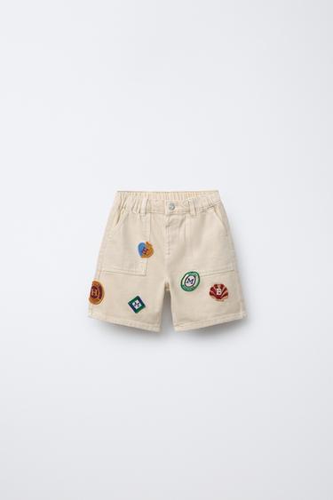 HÔTEL MAGIQUE © X ZARA PATCH BERMUDA SHORTS - Ecru by Zara