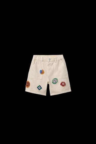 Zara HÔTEL MAGIQUE © X ZARA PATCH SHORTS - Ecru - Image 0
