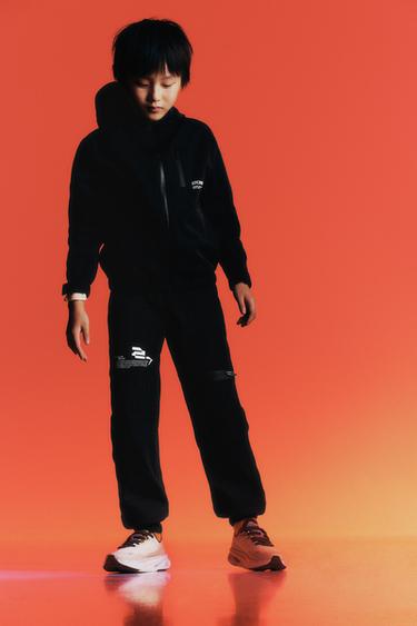 Zara SPORTY INTERLOCK PANTS - Black