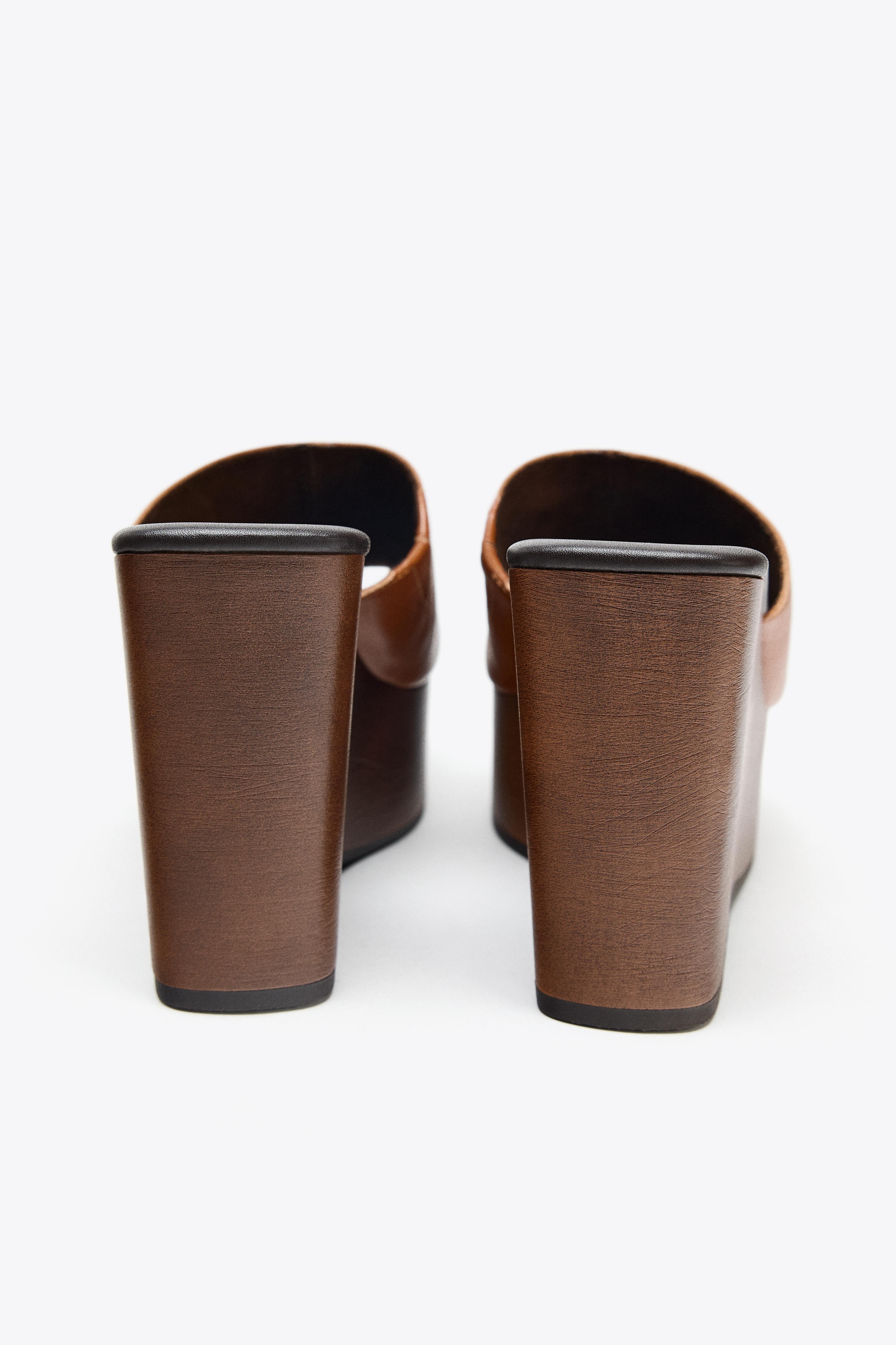 【ZARA】レザーウェッジ ブラウン | 1319/610/105 LEATHER WEDGE - Brown | ZARA United States