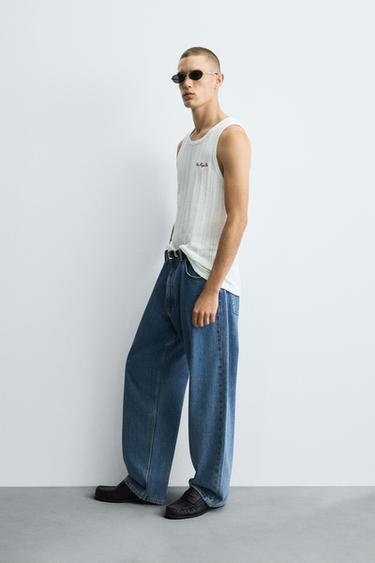 DÉBARDEUR CÔTELÉ BRODÉ - Blanc cassé de Zara - Image 3
