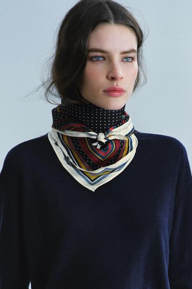 100% VISCOSE POLKA DOT PRINTED SCARF — Black 2