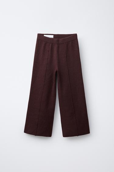 WIDE-LEG KNIT TROUSERS - Burgundy by Zara