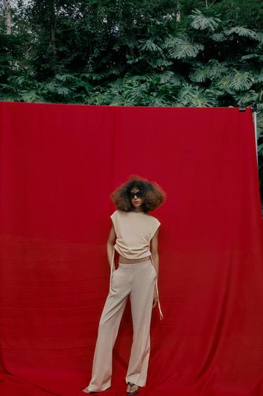 RUSTIC GATHERED T-SHIRT - Butter by Zara - Image 2