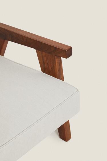 ZARA HOME BY BLASCO UPHOLSTERED WALNUT ACCENT CHAIR - Ecru by Zara - Image 2