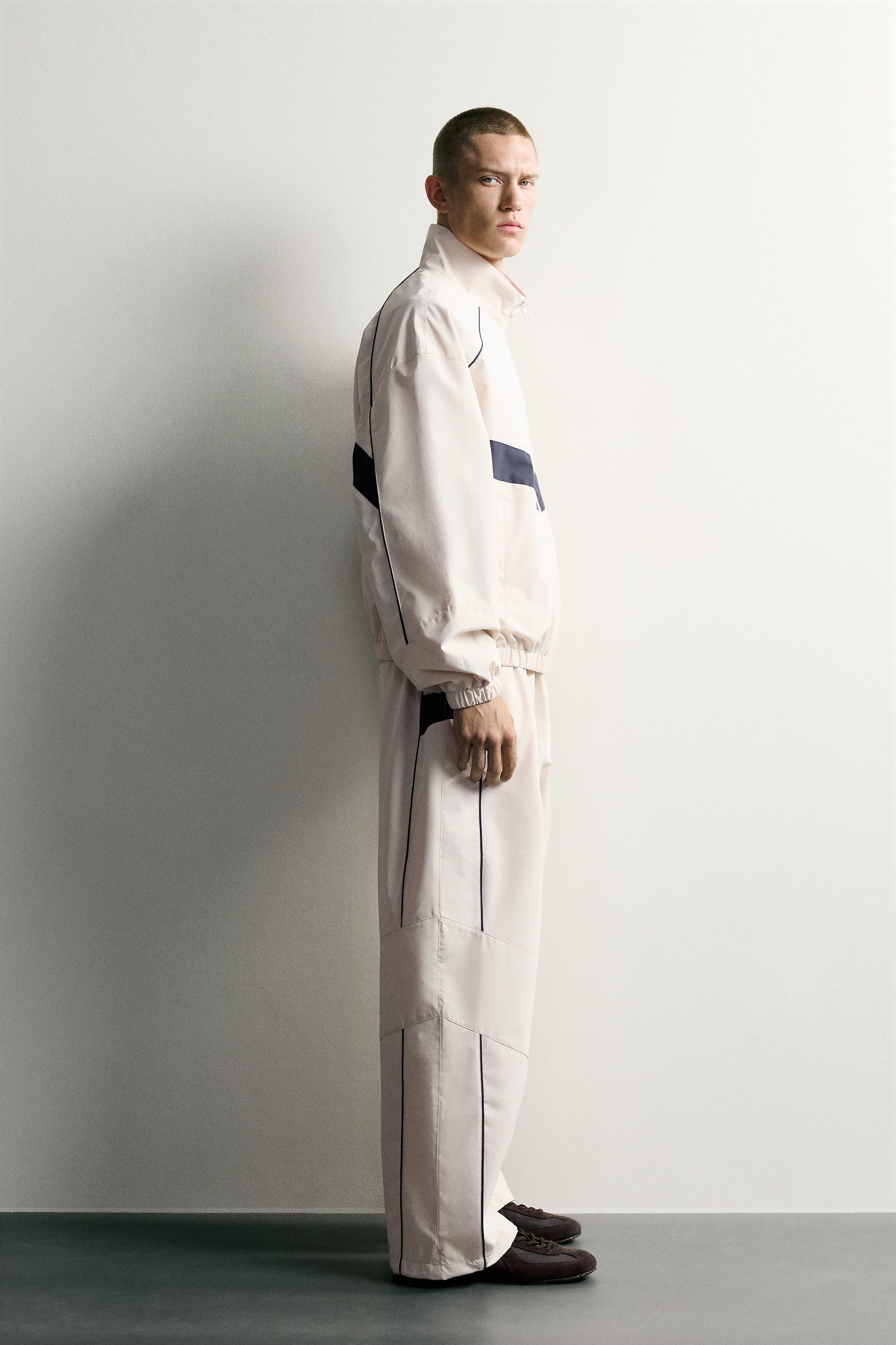 Мужские брюки Zara WATER-REPELLENT TECHNICAL CONTRAST TROUSERS — фото 4