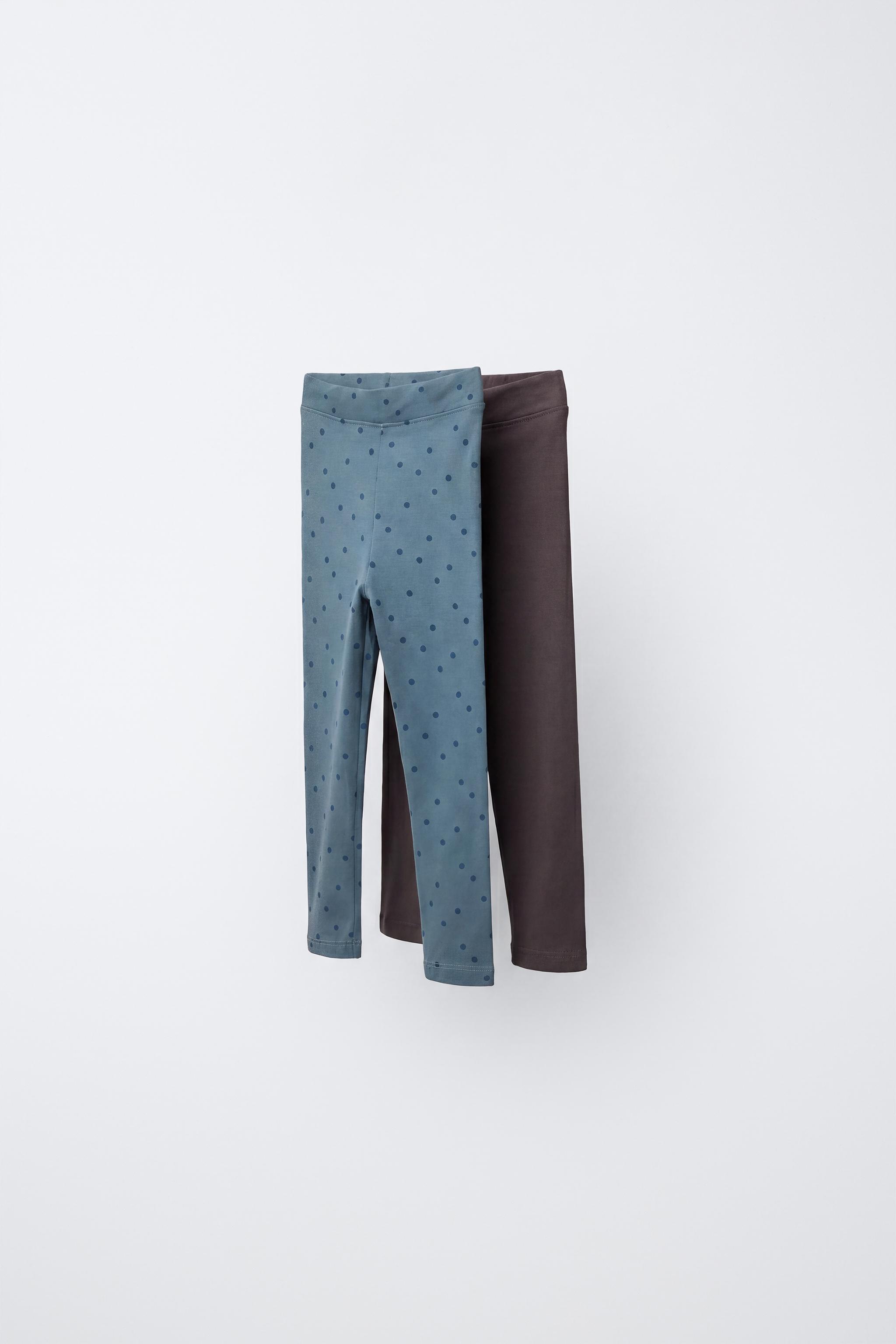 POLKA DOT AND SOLID LEGGINGS TWO-PACK — Gray