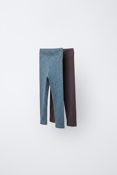 TWO-PACK OF POLKA DOT AND PLAIN LEGGINGS - Grey by Zara