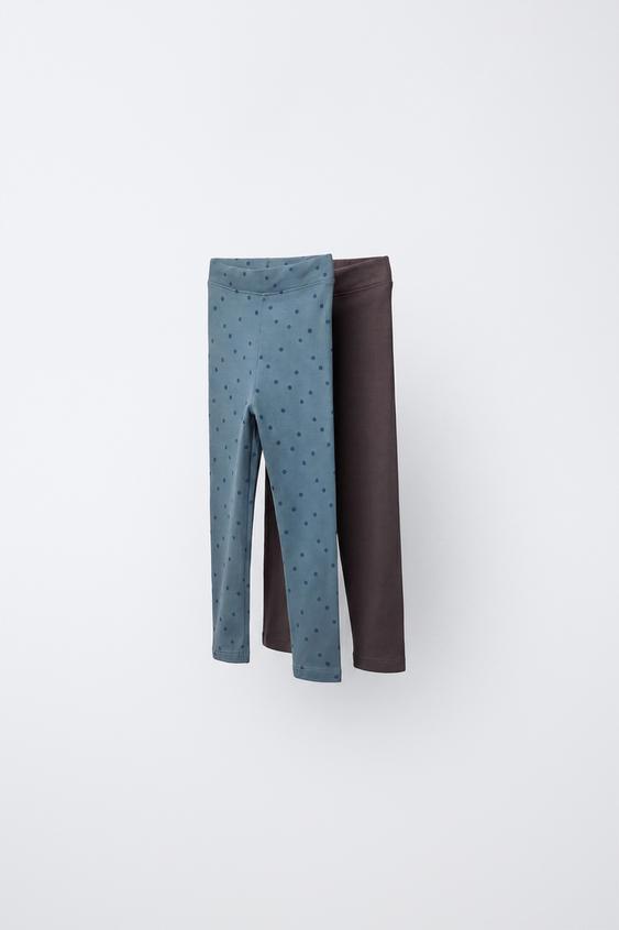 TWO-PACK OF POLKA DOT AND PLAIN LEGGINGS - Grey by Zara - Image 0