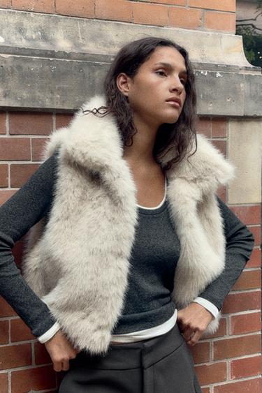 BODYWARMER MET BONT EFFECT - Lichtbeige van Zara