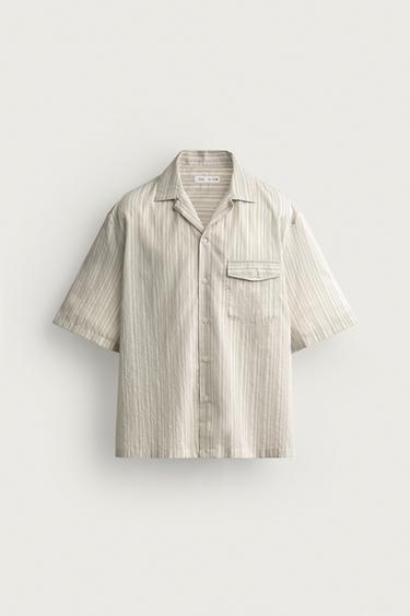 Zara 條紋貼袋休閒版襯衫 - 條紋 - 圖片 0