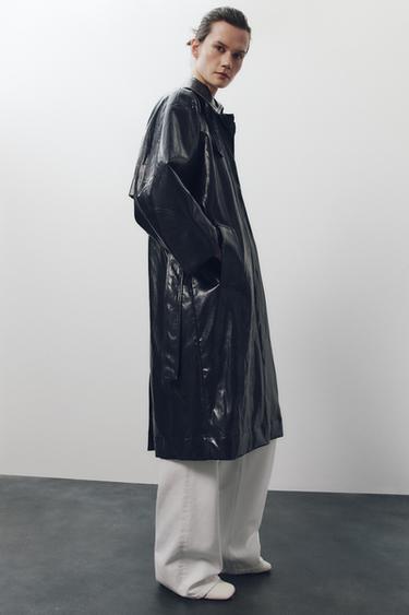 Zara FAUX LEATHER TRENCH ZW COLLECTION - Navy blue - Image 0
