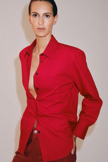 ZW COLLECTION POPLIN SHIRT - Red by Zara