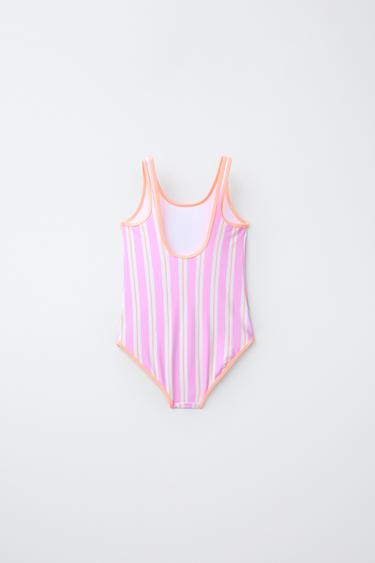 6-14 YEARS/ STRIPED SWIMSUIT - Light lilac by Zara - Image 1