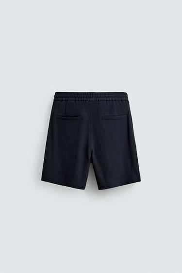 RELAXED FIT TEXTURED BERMUDA SHORTS - Midnight blue by Zara - Image 7