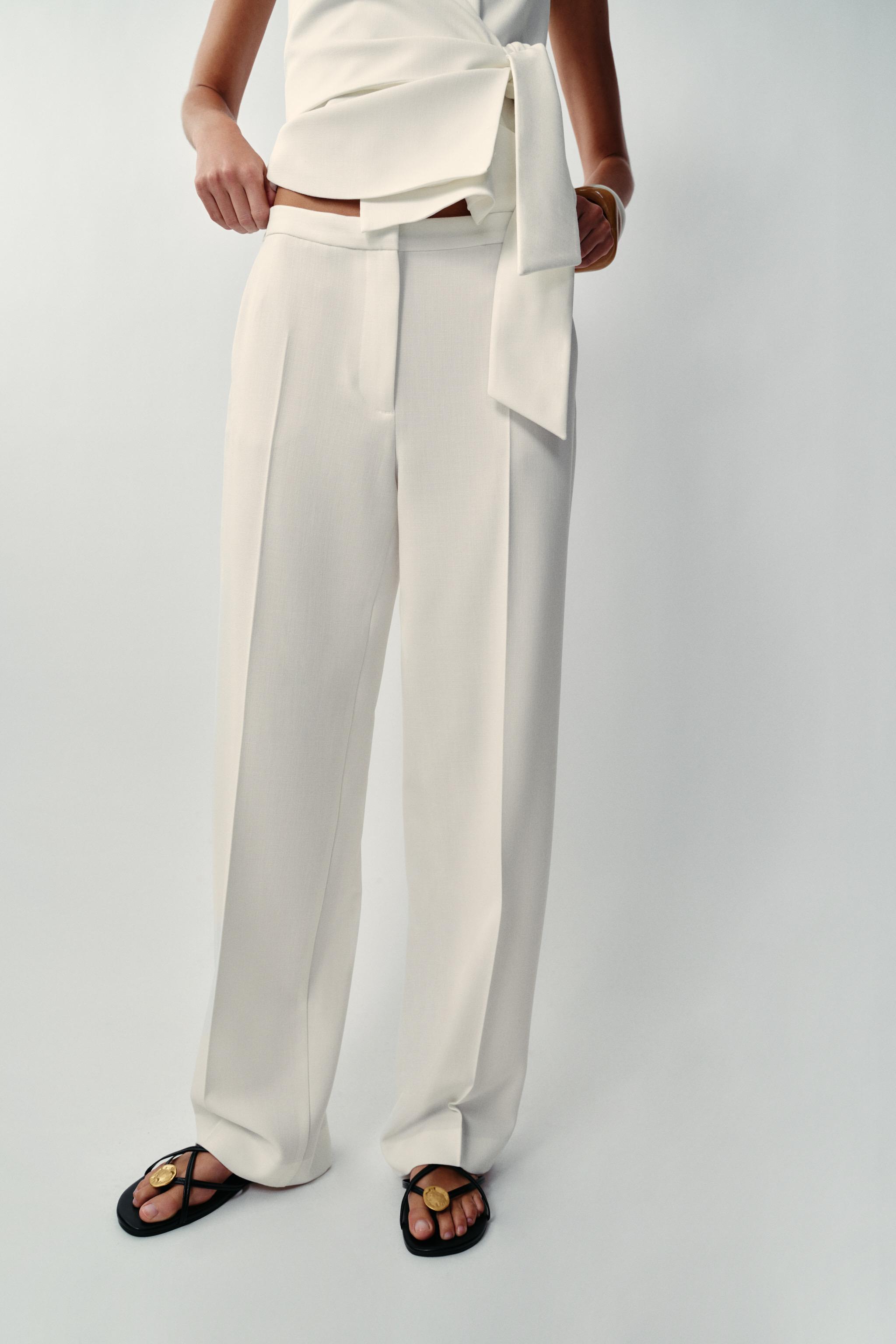 STRAIGHT LEG PANTS — Ecru