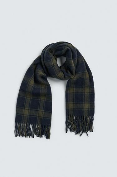 COMBINED CHECK SCARF - Navy blue by Zara - Image 3