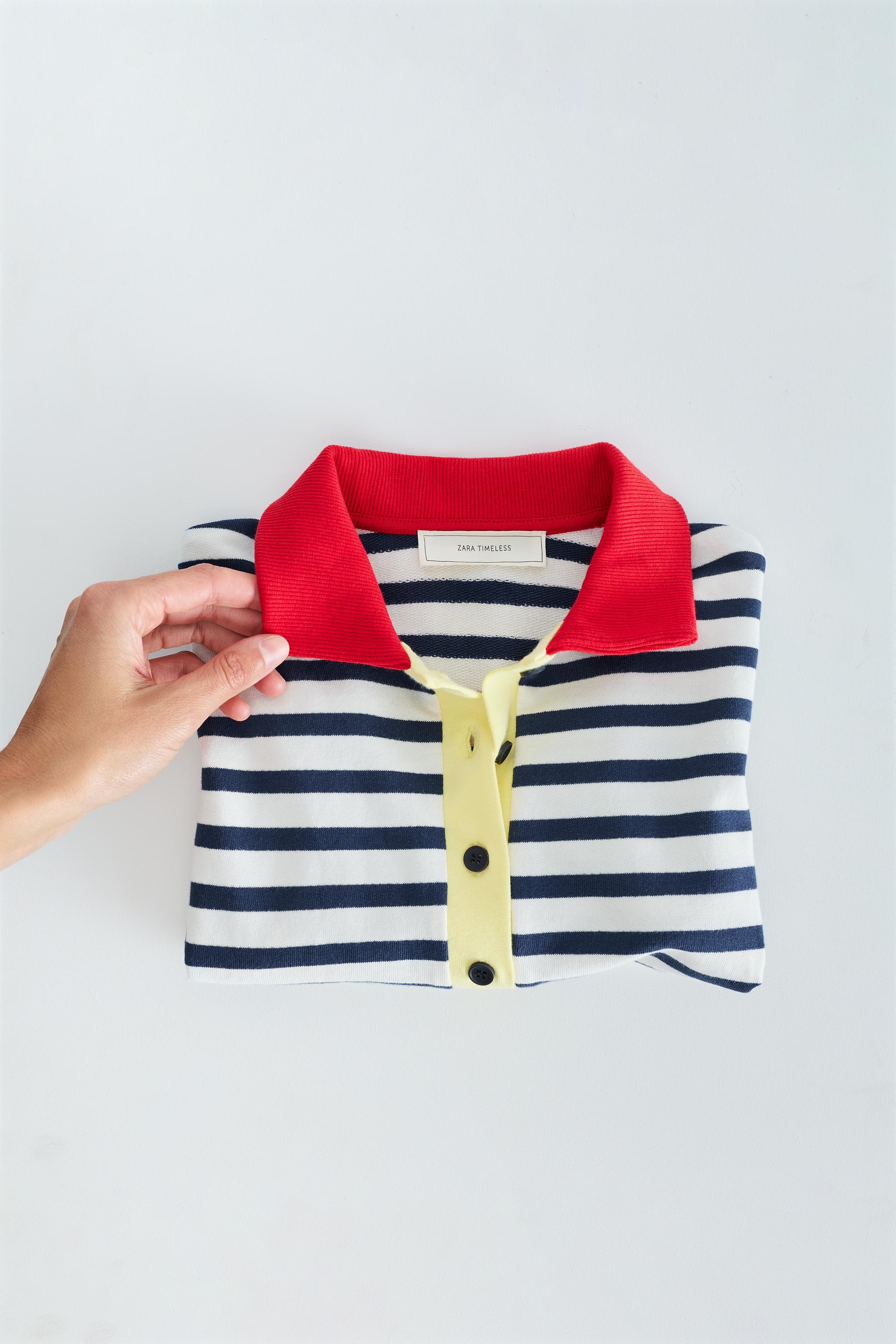 ZARA TIMELESS - CONTRAST COLLAR STRIPED POLO SHIRT