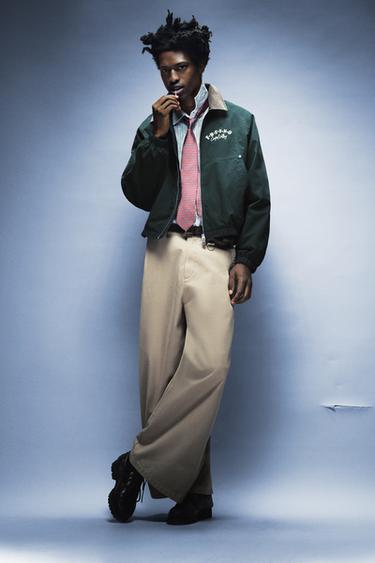 GIUBBOTTO COLLO A CONTRASTO RICAMATO - Verde di Zara