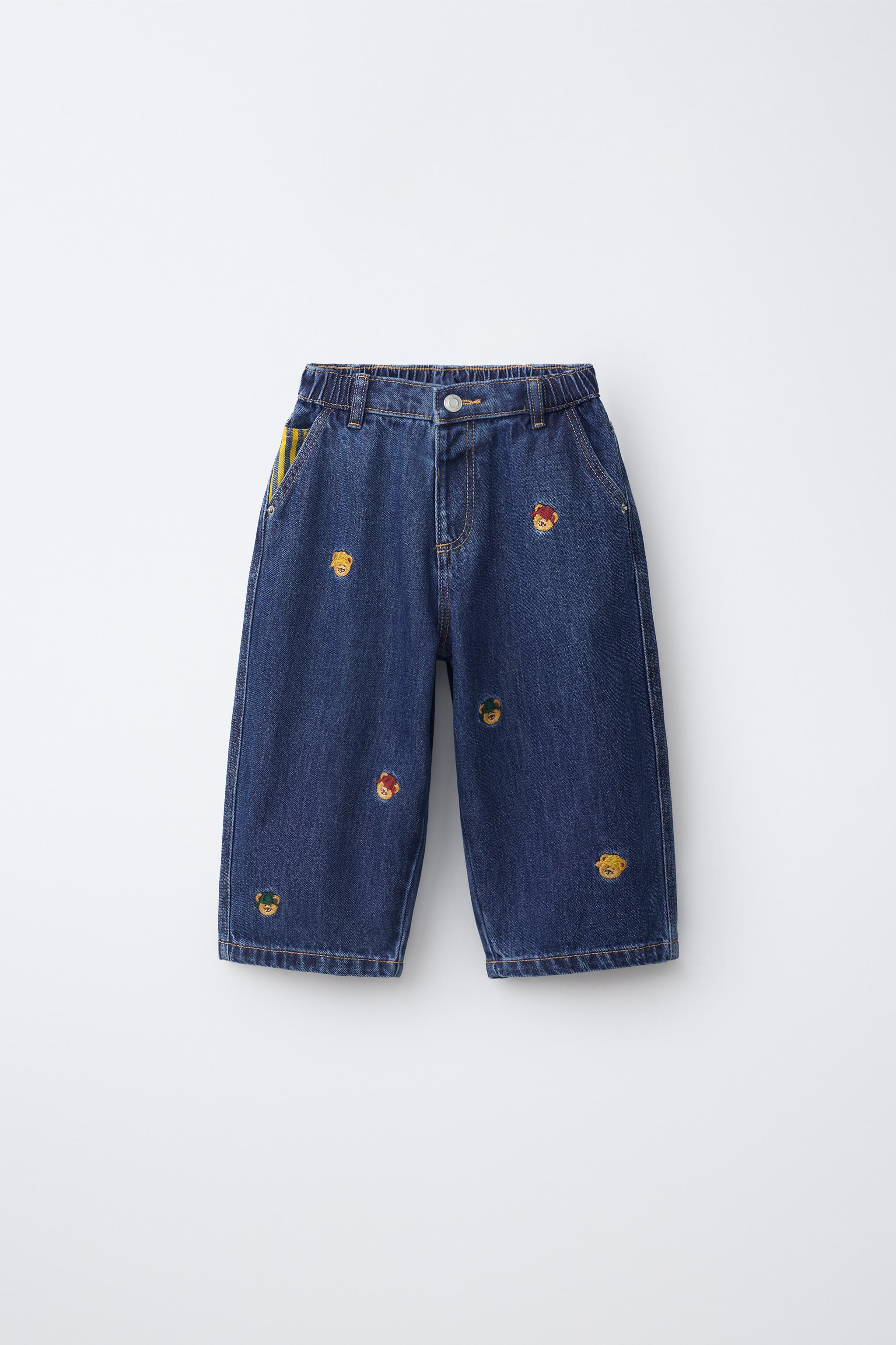 Детские джинсы Zara EMBROIDERED BEAR BALLOON JEANS — фото 2