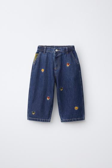 Zaras BALLOON-JEANS MED BRODERADE BJÖRNAR - Indigo - Bild 0