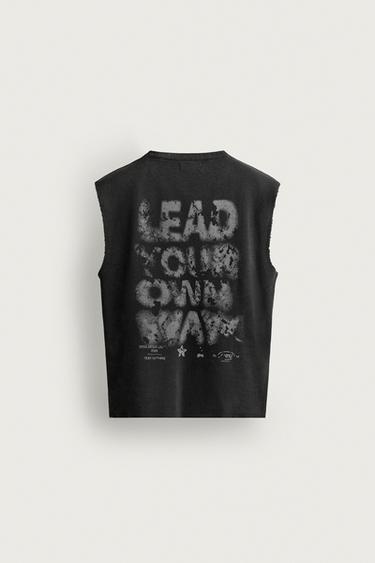 DÉBARDEUR EN MAILLE DÉLAVÉE À IMPRIMÉ - Noir délavé de Zara - Image 7