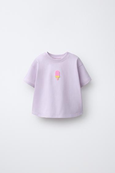 クロシェットパッチTシャツライトモーブZaraのクロシェットパッチTシャツ - ライトモーブ