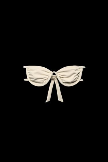 UNDERWIRED STRAPPY BIKINI TOP - Ecru by Zara - Image 0