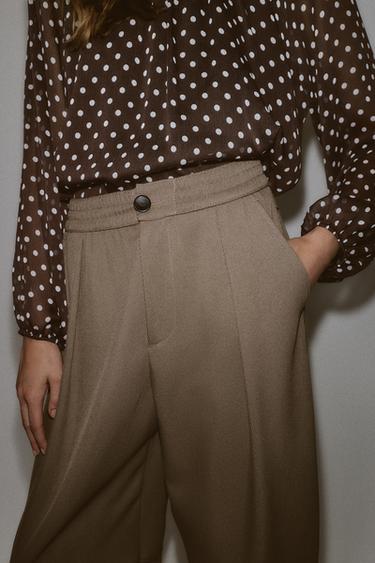 CARROT FIT TROUSERS WITH ELASTIC WAIST - camel by Zara - Image 2