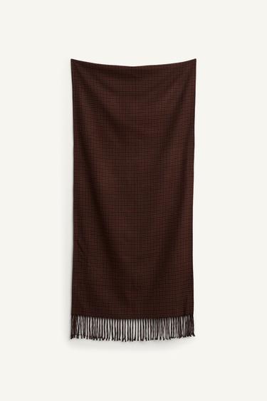Zara LONG PLAID SCARF LIMITED EDITION - Brown