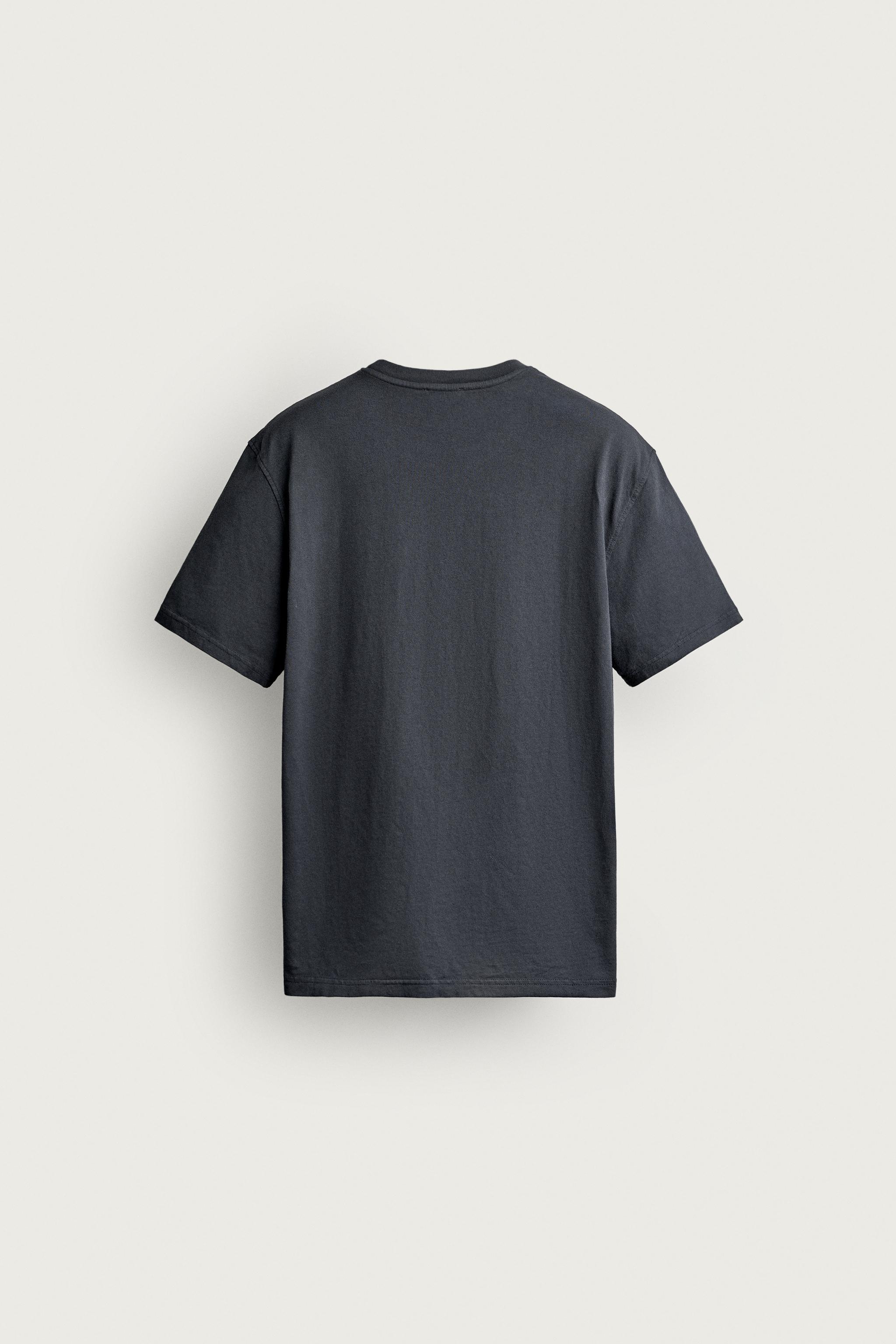 Zara NAKIŞLI YAMA CEP T-SHIRT görsel 8