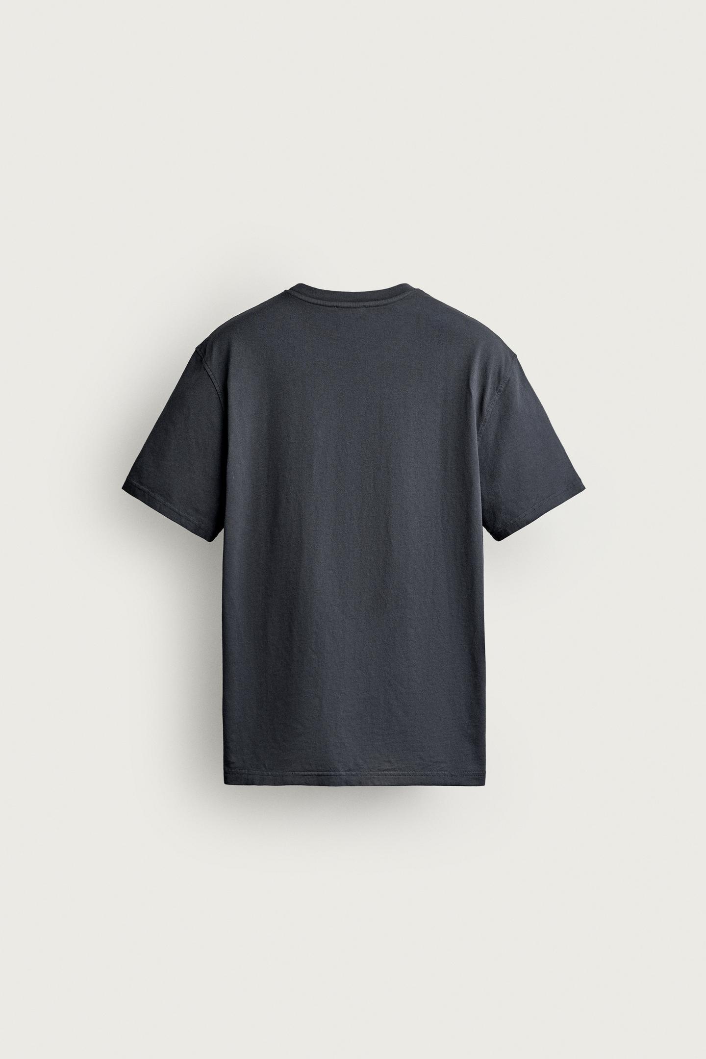 Футболка Zara Embroidered Pocket, цвет: Выцветший тёмно-синий — фото 8