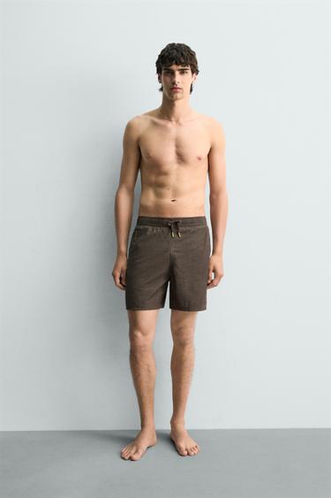 Zara WASHED EFFECT TECHNICAL SWIMSUIT - Brown - Image 0