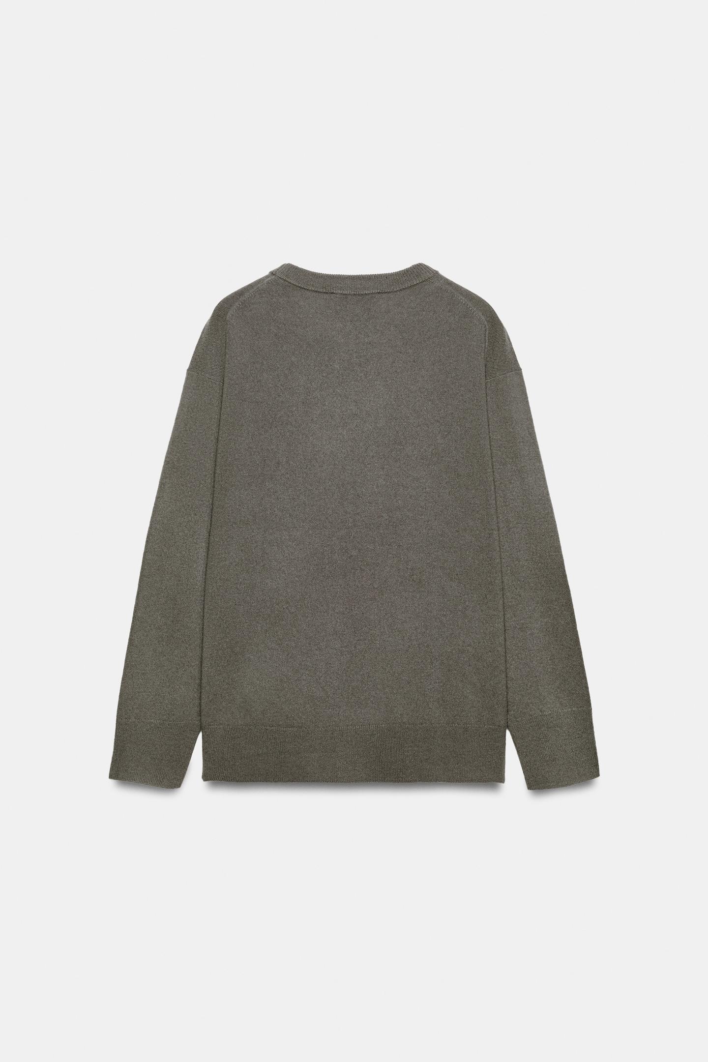 Женский свитер Zara Oversized 100% Wool Jumper, цвет: Серо-коричневый серый — фото 6