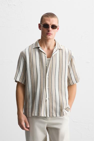 CAMISA ESTRUCTURA RAYAS - Crudo de Zara