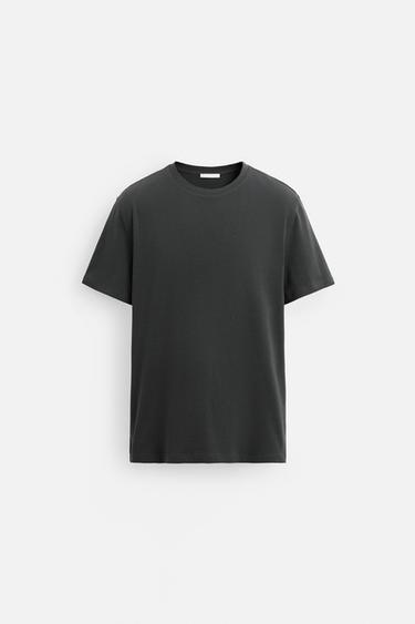 Zaras BAS-T-SHIRT SLIM FIT - Antracitgrå