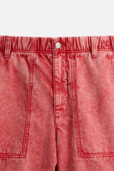 WASHED RELAXED FIT BERMUDA SHORTS - Red by Zara - Image 8