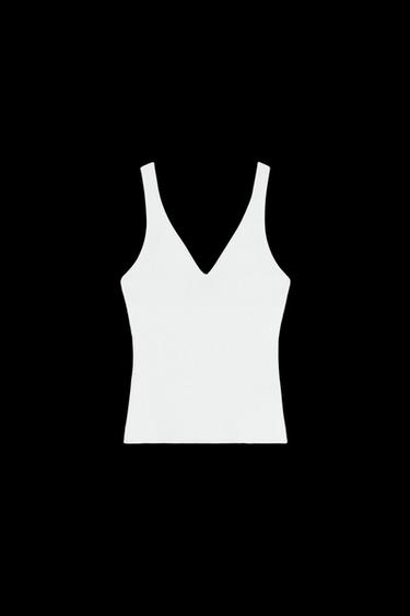 GERIPPTES STRICKTOP - Weiß von Zara