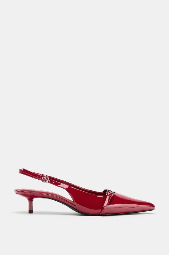 SLINGBACK SHOES WITH BUCKLE Red ZARA India - Main Image