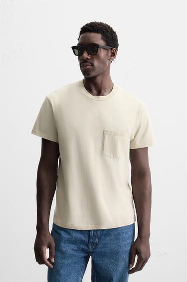 Zara POCKET T-SHIRT - Beige
