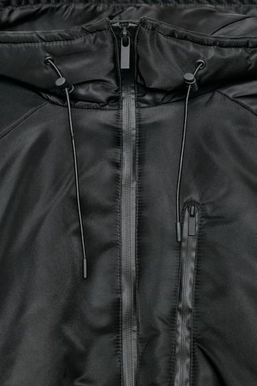WATER-REPELLENT WINDPROOF PUFFER JACKET WITH HOODIE - Black by Zara - Image 6