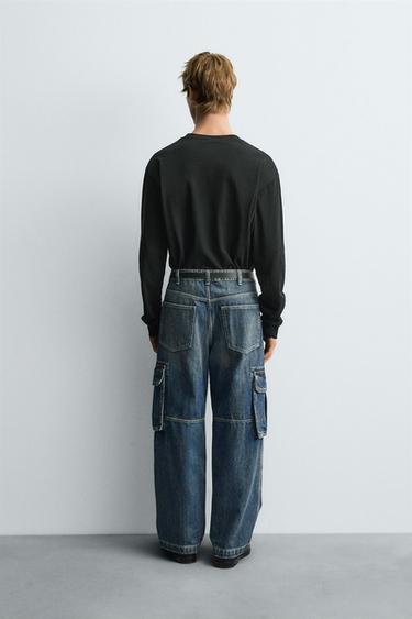 STRAIGHT FIT CARGO JEANS - Mid-blue de Zara - Image 2