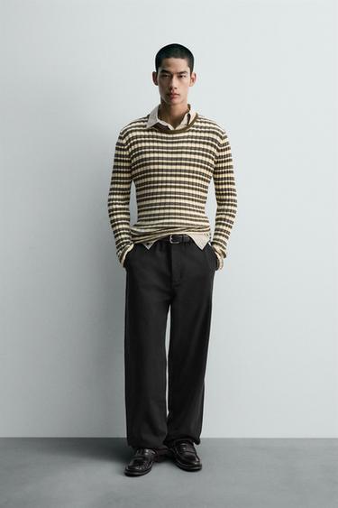 STRAIGHT-LEG CHINO TROUSERS - Black by Zara