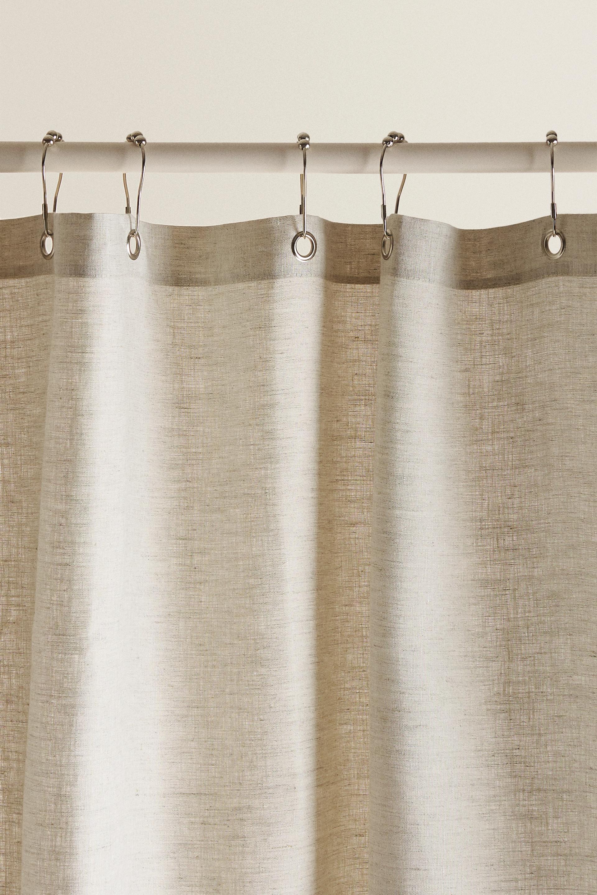 Linen Shower Curtain Light Beige Zara United States