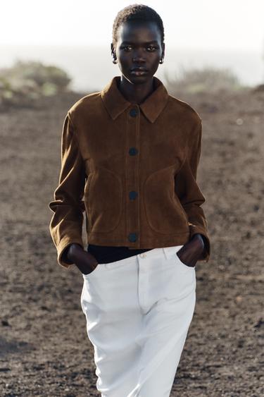 Veste Cuir Blouson Daim Femme Veste Daim Marron Blouson Nubuck