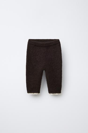 KNIT LEGGINGS WITH LACE TRIM - Brown by Zara
