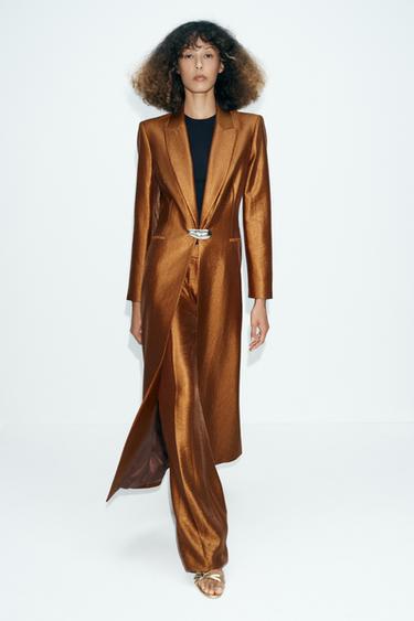 بنطلون مستقيم بثنيات - نحاس by Zara