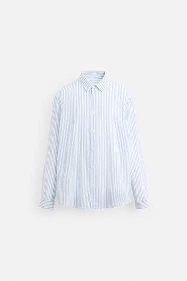 면 부아르 셔츠 - Zara 화이트 / 하늘색