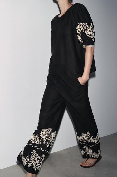 PANTALON CULOTTE BRODÉ ZW COLLECTION - Noir de Zara - Image 3