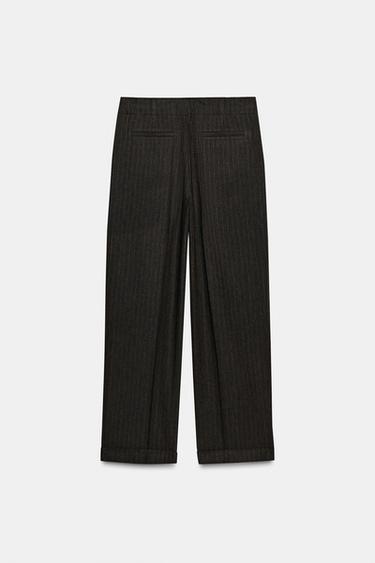 ZW COLLECTION HERRINGBONE DARTED TROUSERS - Brown marl by Zara - Image 7